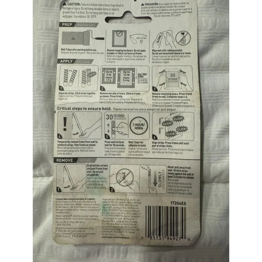 3M Command Picture Hanging Strips 6 Medium Holds 12 lbs